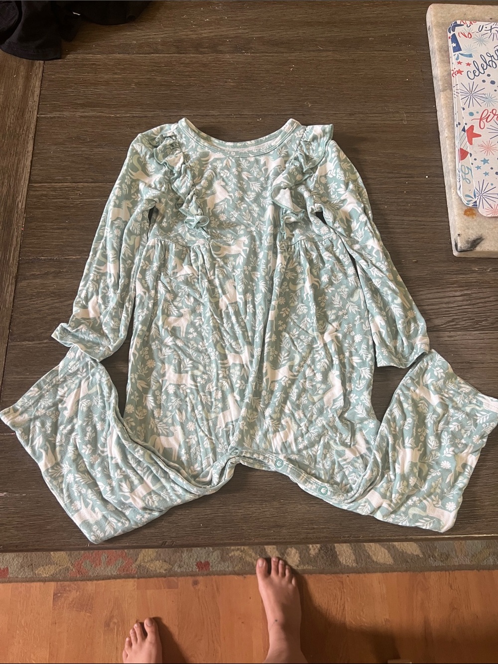 Little Sleepies Unicorn Garden Ruffle Romper